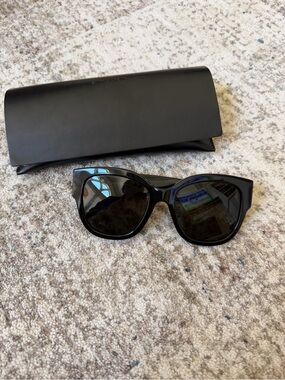 Yves Saint Laurent Black Cat-Eye Sunglasses with Case